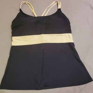 👙Basic Editions Swim top navy blue w white stripe